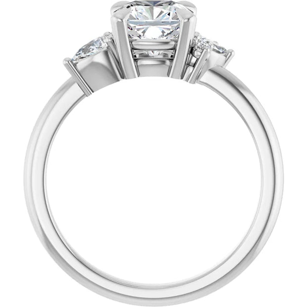 14K White Gold 3/4 CTW Cushion-Cut Diamond Ring with Floral-Inspired Side Stone