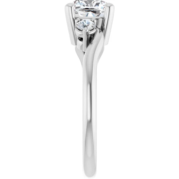 14K White Gold 3/4 CTW Cushion-Cut Three-Stone Diamond Ring with Tapered Band