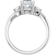 14K White Gold 3/4 CTW Cushion-Cut Three-Stone Diamond Ring with Tapered Band