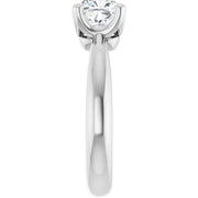 14K White Gold 3/4 CTW Cushion Diamond Three-Stone Engagement Ring with Round Accents