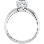 14K White Gold 3/4 CTW Cushion Diamond Three-Stone Engagement Ring with Round Accents