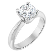 14K White Gold 3/4 CTW Cushion Diamond Three-Stone Engagement Ring with Round Accents