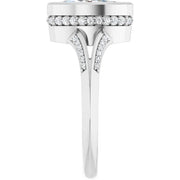 14K White Gold 3/4 CTW Marquise Bezel Diamond Ring with Split Pavé Band