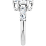 14K White Gold 3/4 CTW Marquise Diamond Ring with Graduated Round Accents