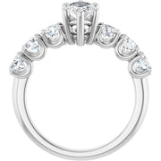 14K White Gold 3/4 CTW Marquise Diamond Ring with Graduated Round Accents