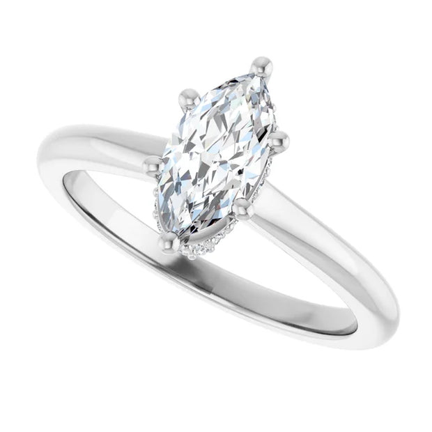 14K White Gold 3/4 CTW Marquise Diamond Solitaire Engagement Ring