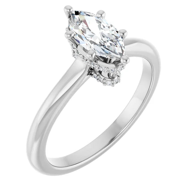 14K White Gold 3/4 CTW Marquise Diamond Solitaire Engagement Ring