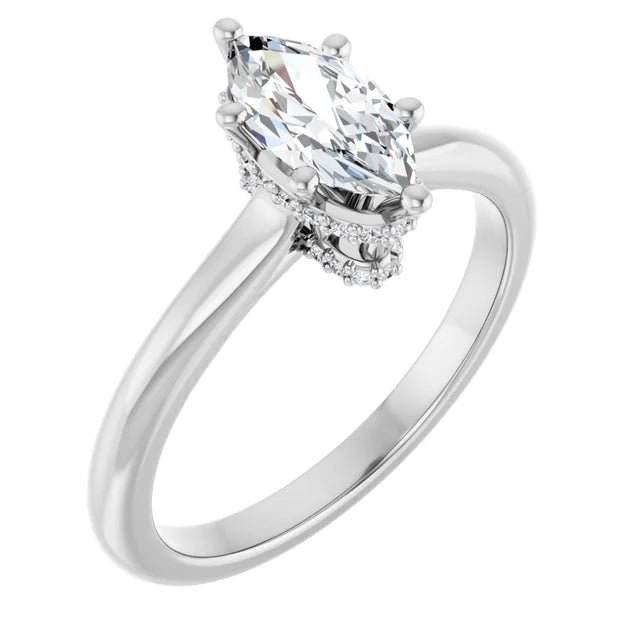 14K White Gold 3/4 CTW Marquise Diamond Solitaire Engagement Ring