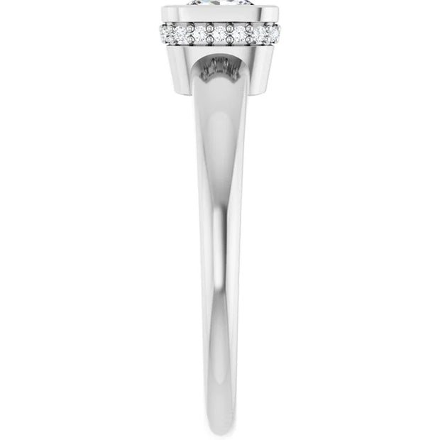 14K White Gold 3/4 CTW Princess Diamond Bezel-Set Solitaire Engagement Ring