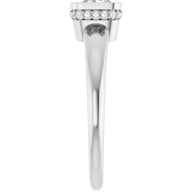 14K White Gold 3/4 CTW Princess Diamond Bezel-Set Solitaire Engagement Ring