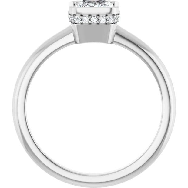 14K White Gold 3/4 CTW Princess Diamond Bezel-Set Solitaire Engagement Ring