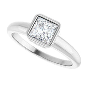 14K White Gold 3/4 CTW Princess Diamond Bezel-Set Solitaire Engagement Ring