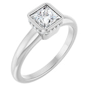 14K White Gold 3/4 CTW Princess Diamond Bezel-Set Solitaire Engagement Ring