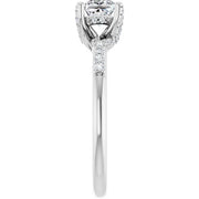 14K White Gold 3/4 CTW Princess Diamond Engagement Ring with Pavé Band