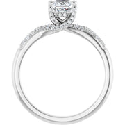 14K White Gold 3/4 CTW Princess Diamond Engagement Ring with Pavé Band