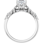 14K White Gold 3/4 CTW Princess Diamond Engagement Ring with Vintage-Inspired Filigree Band