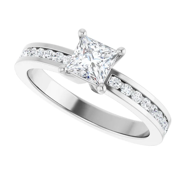 14K White Gold 3/4 CTW Princess Diamond Solitaire Engagement Ring