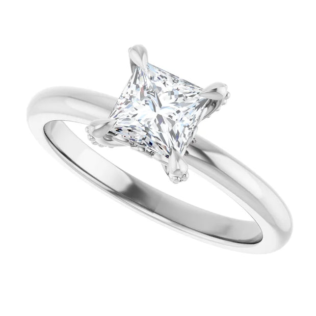 14K White Gold 3/4 CTW Princess Diamond Solitaire Engagement Ring