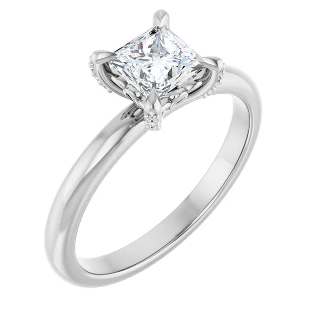 14K White Gold 3/4 CTW Princess Diamond Solitaire Engagement Ring