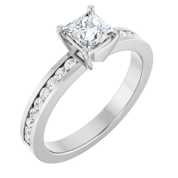 14K White Gold 3/4 CTW Princess Diamond Solitaire Engagement Ring