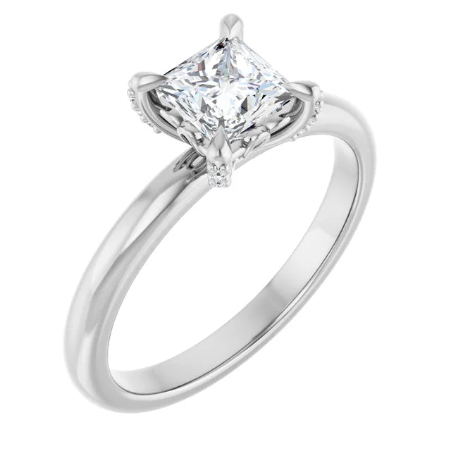 14K White Gold 3/4 CTW Princess Diamond Solitaire Engagement Ring