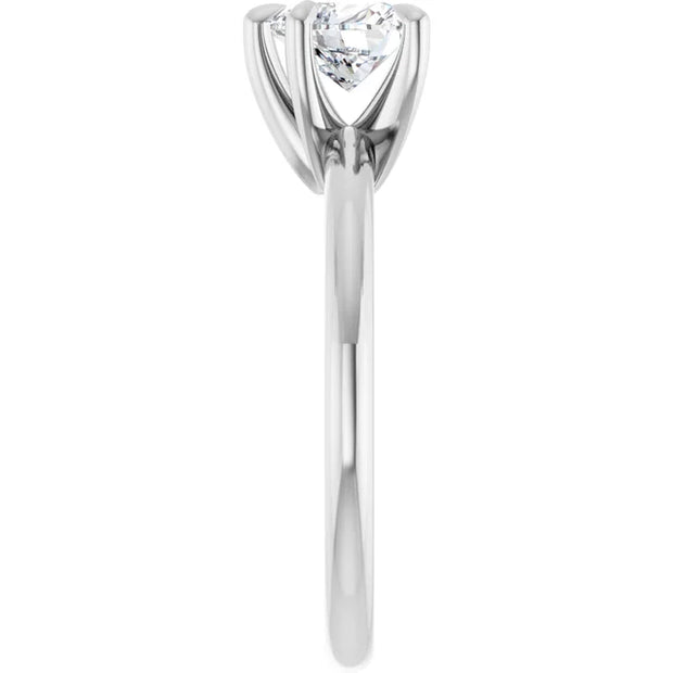 14K White Gold 5-Prong 1/2 CT Heart-Shaped Diamond Solitaire Ring