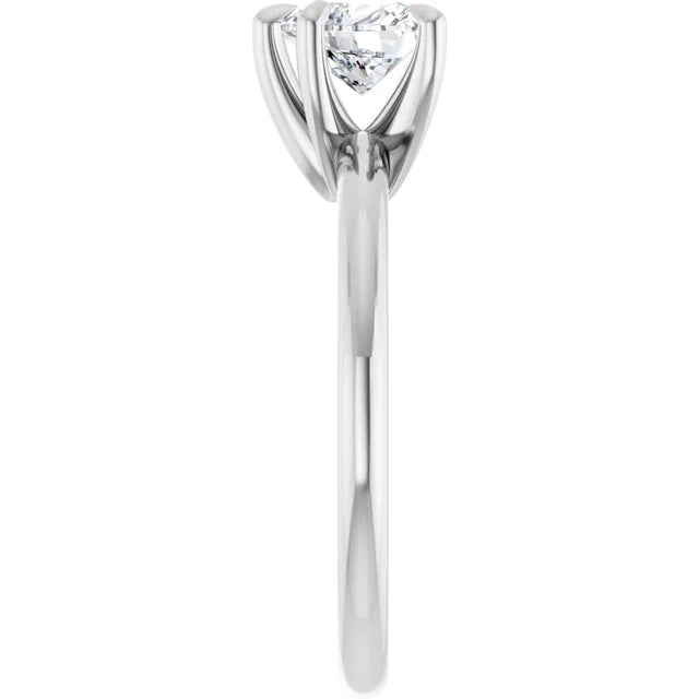 14K White Gold 5-Prong 1/2 CT Heart-Shaped Diamond Solitaire Ring