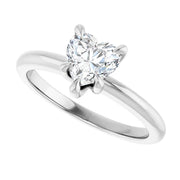 14K White Gold 5-Prong 1/2 CT Heart-Shaped Diamond Solitaire Ring