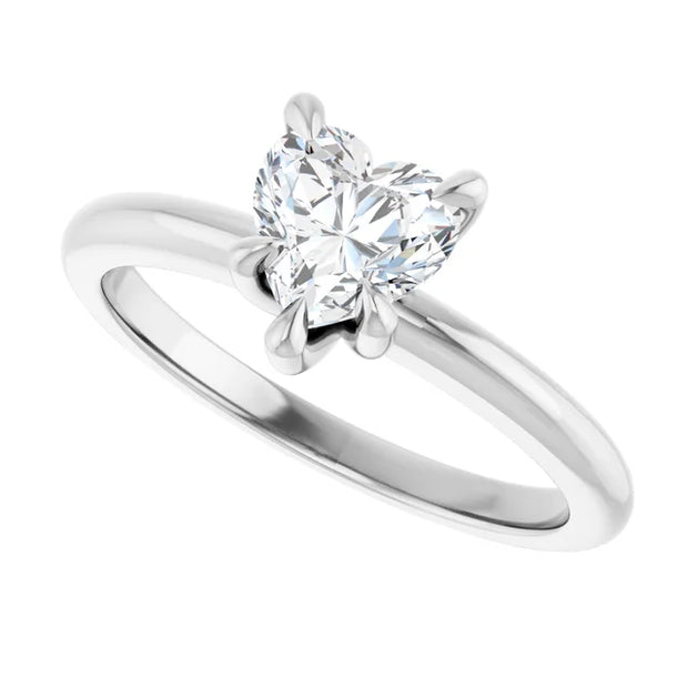14K White Gold 5-Prong 1/2 CT Heart-Shaped Diamond Solitaire Ring
