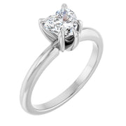 14K White Gold 5-Prong 1/2 CT Heart-Shaped Diamond Solitaire Ring