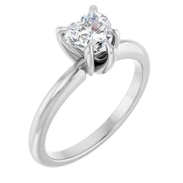 14K White Gold 5-Prong 1/2 CT Heart-Shaped Diamond Solitaire Ring