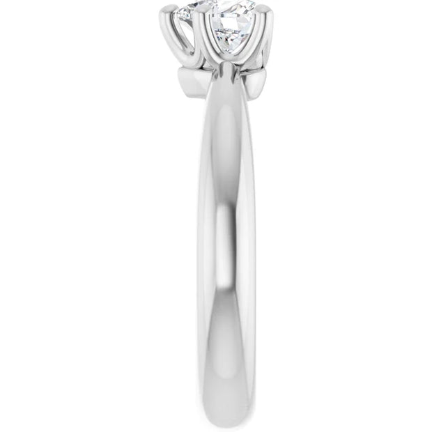 14K White Gold 5/8 CT Heart-Shaped Diamond Ring with Polished Band and 5-Prong Setting