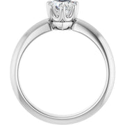 14K White Gold 5/8 CT Heart-Shaped Diamond Ring with Polished Band and 5-Prong Setting