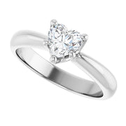 14K White Gold 5/8 CT Heart-Shaped Diamond Ring with Polished Band and 5-Prong Setting
