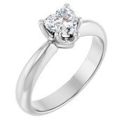 14K White Gold 5/8 CT Heart-Shaped Diamond Ring with Polished Band and 5-Prong Setting
