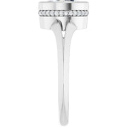 14K White Gold 5/8 CTW Bezel-Set Marquise Diamond Ring with Hidden Pavé Detail