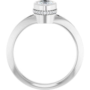 14K White Gold 5/8 CTW Bezel-Set Marquise Diamond Ring with Hidden Pavé Detail