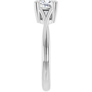 14K White Gold 5/8 CTW Cushion-Cut Diamond Ring with Split Double-Claw Prongs