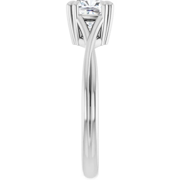 14K White Gold 5/8 CTW Cushion-Cut Diamond Ring with Split Double-Claw Prongs