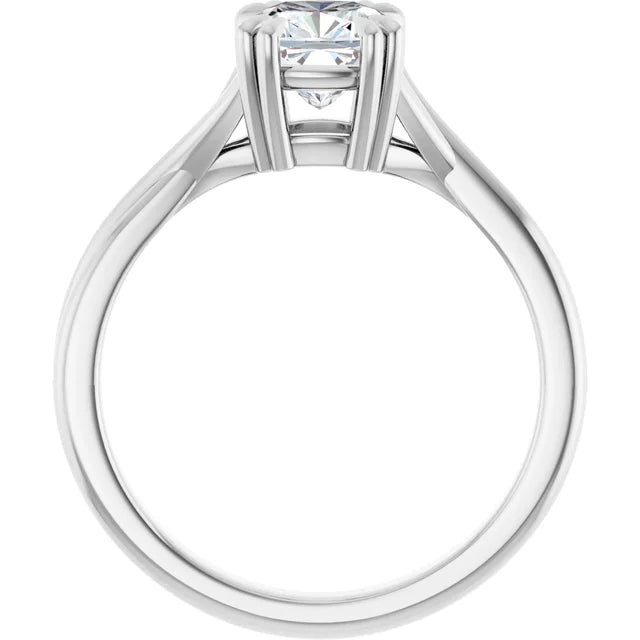 14K White Gold 5/8 CTW Cushion-Cut Diamond Ring with Split Double-Claw Prongs
