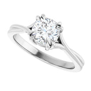 14K White Gold 5/8 CTW Cushion-Cut Diamond Ring with Split Double-Claw Prongs