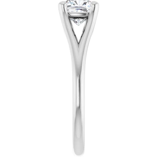 14K White Gold 5/8 CTW Cushion-Cut Diamond Ring with Tapered Cathedral Setting