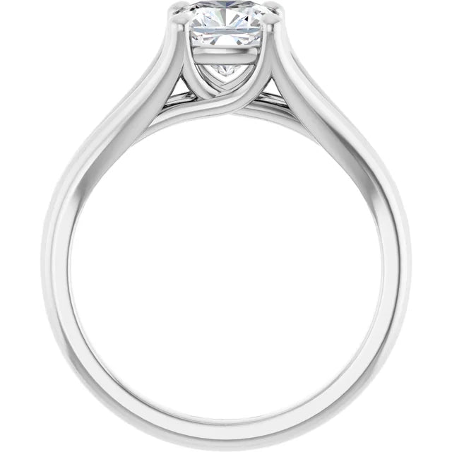 14K White Gold 5/8 CTW Cushion-Cut Diamond Ring with Tapered Cathedral Setting