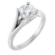 14K White Gold 5/8 CTW Cushion-Cut Diamond Ring with Tapered Cathedral Setting