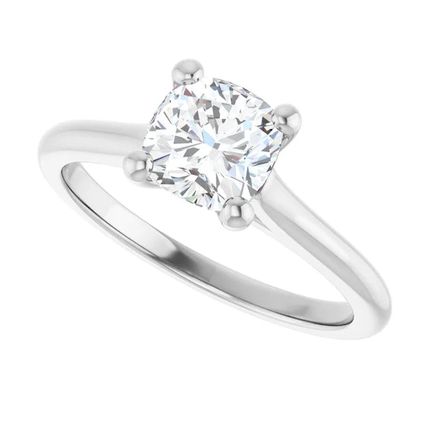 14K White Gold 5/8 CTW Cushion-Cut Diamond Solitaire Ring