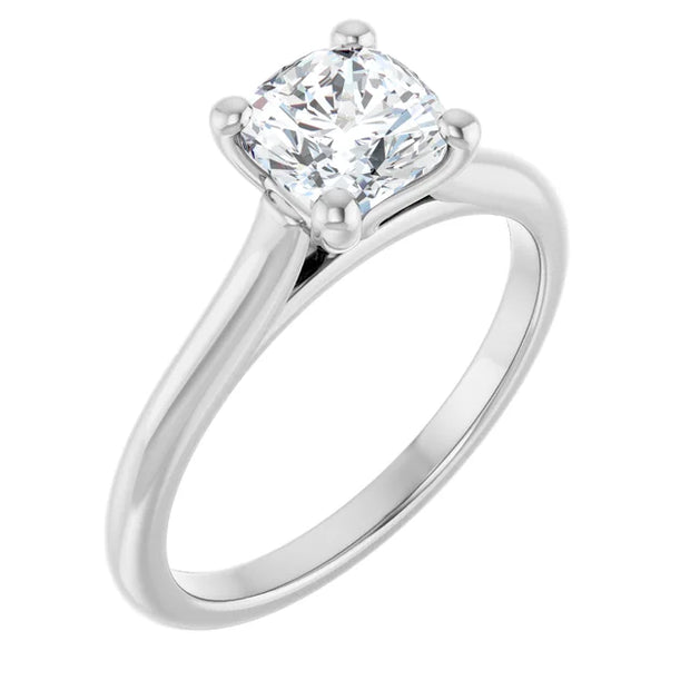 14K White Gold 5/8 CTW Cushion-Cut Diamond Solitaire Ring