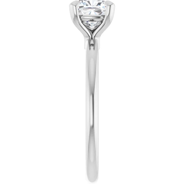 14K White Gold 5/8 CTW Cushion-Cut Diamond Solitaire Ring with Claw Prongs