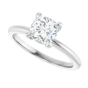 14K White Gold 5/8 CTW Cushion-Cut Diamond Solitaire Ring with Claw Prongs