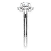  14K White Gold 5/8 CTW Cushion Diamond Engagement Ring with Milgrain and Accent Details