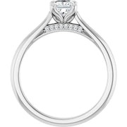 14K White Gold 5/8 CTW Cushion Diamond Solitaire Engagement Ring